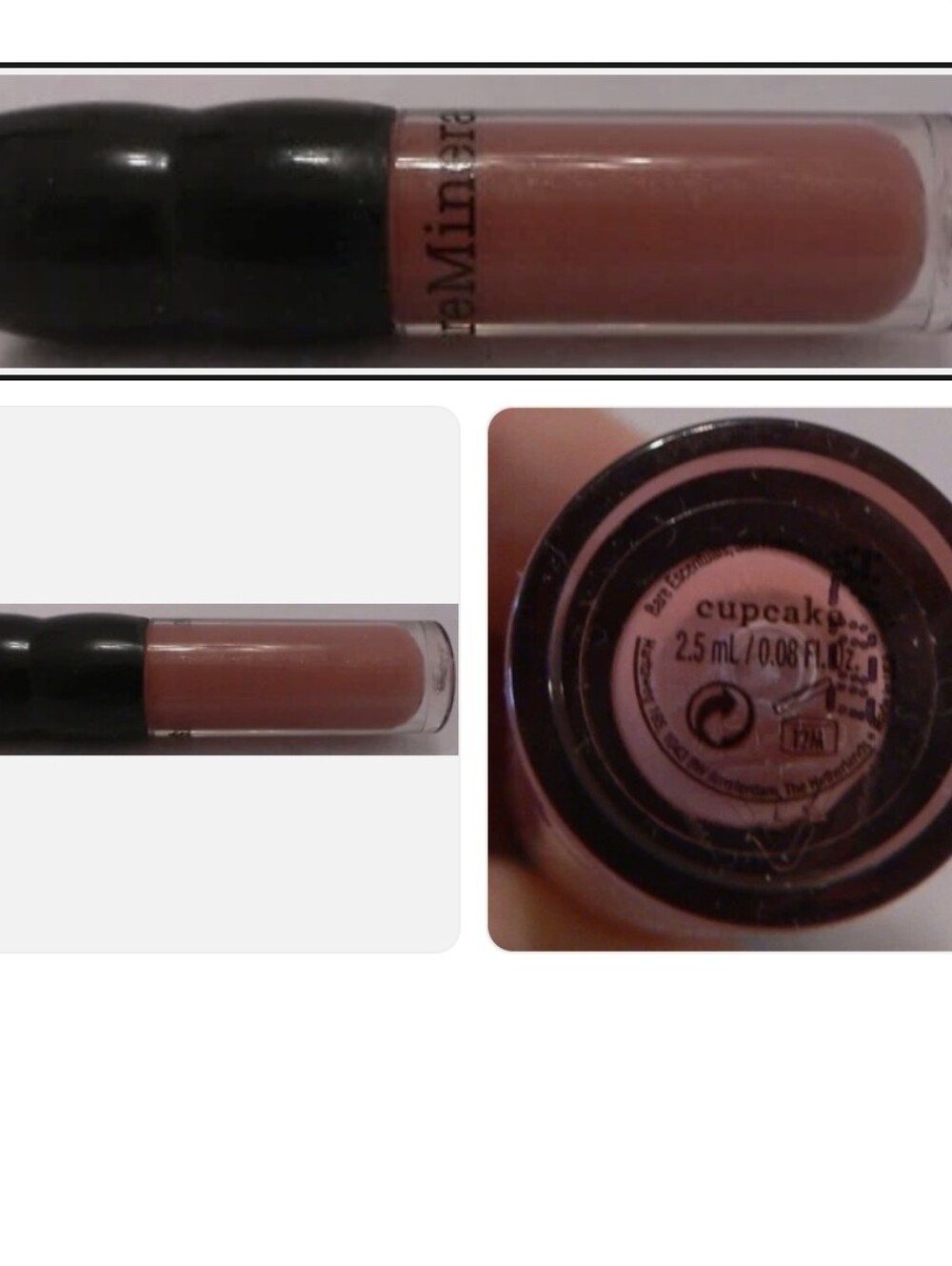❇️🧚‍♀️CUPCAKE BareMinerals RARE MINI 100% Natural Lip Gloss NWOBox